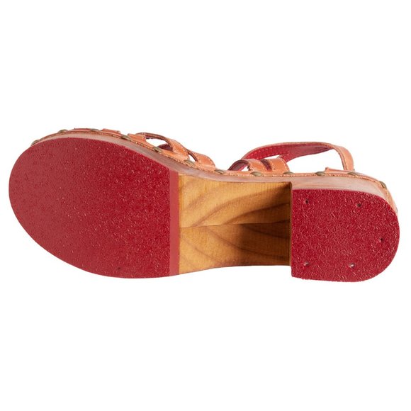 Bed Stu Brown and Red Sandals with Wooden Platform - Picture 5 of 6